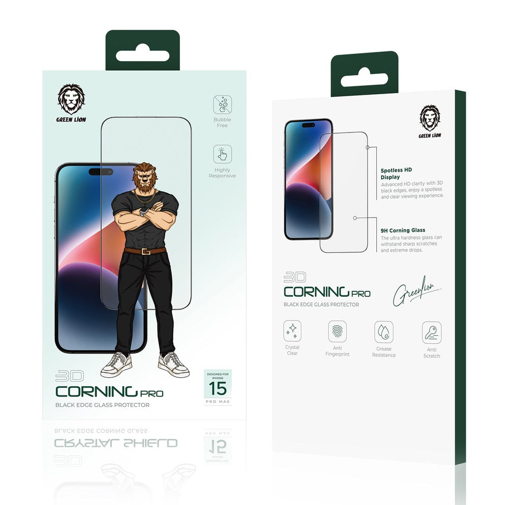 Green Lion 3D Corning Pro Screen Protection for iPhone15 Pro / Pro Max - Clear